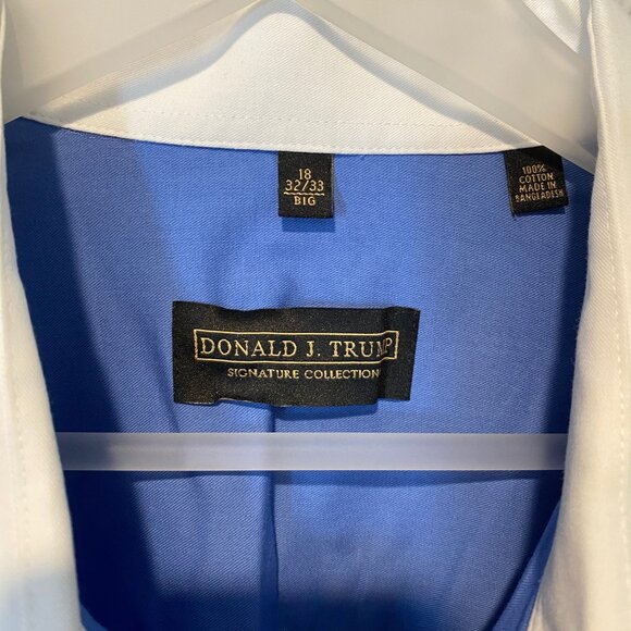 Donald J. Trump Signature Collection Blue French Cuff Dress Shirt 18 32/33 Big - Picture 3 of 5